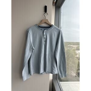 UNTUCKit Blue Knit Crew Neck Button Henley Long Sleeve Pullover Sweater M